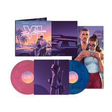 Load image into Gallery viewer, Various Artists - Grand Theft Auto VI: Official Soundtrack - Indie Exclusive Blue & Pink Marble Vinyl LP Record