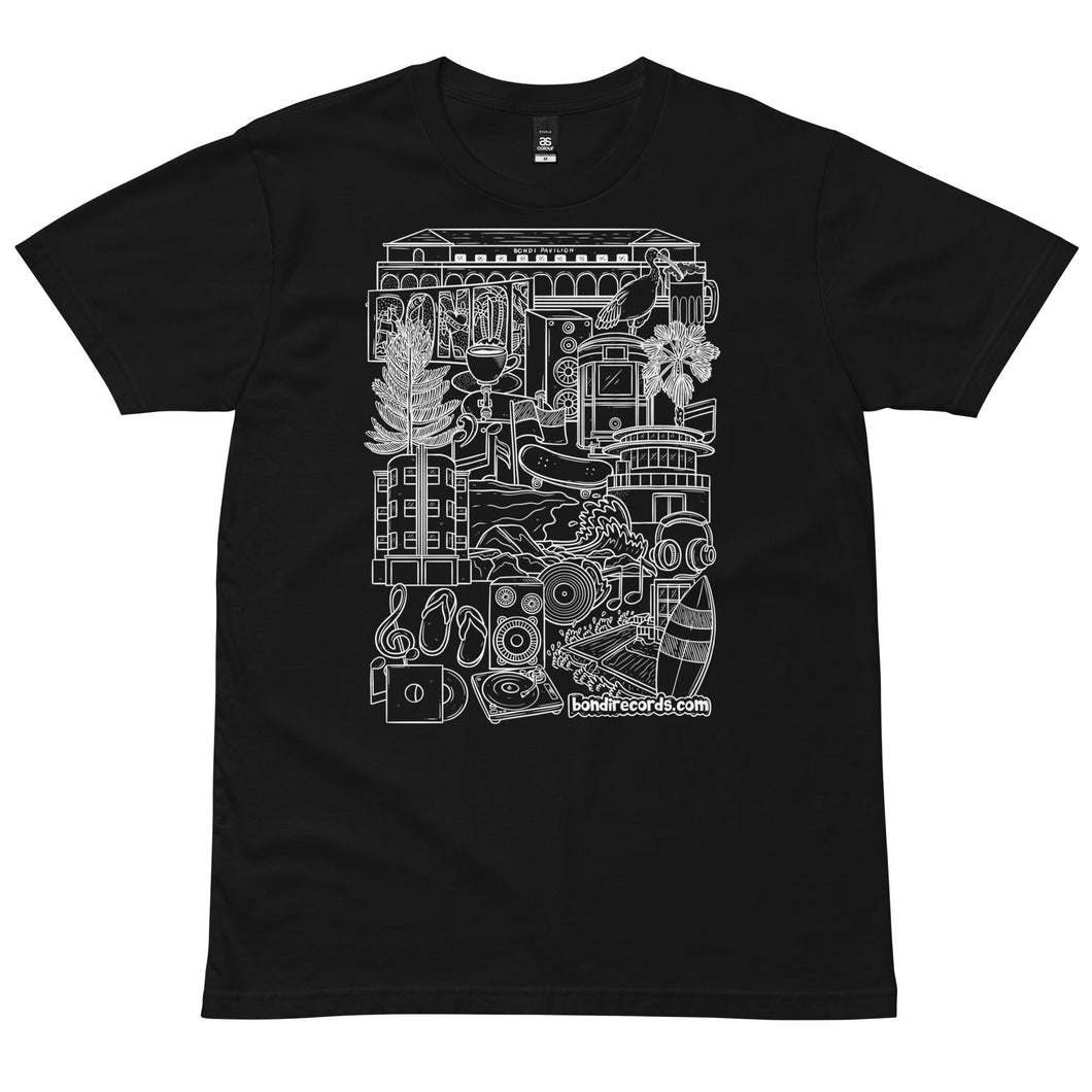 Bondi Records men's illustration tee - dark - Bondi Records