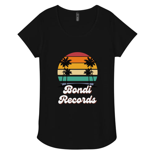 Bondi Records women’s retro beach t-shirt - dark - Bondi Records