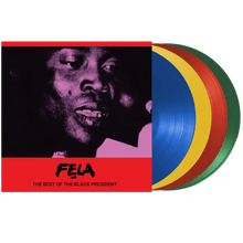 Load image into Gallery viewer, Fela Kuti - The Best Of The Black President - Red, Green, Blue &amp; Yellow Vinyl LP Boxset - Bondi Records
