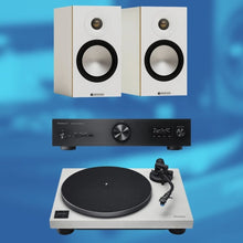 Load image into Gallery viewer, Technics SL - 40CBT Turntable, SU - GX70 Amplifier &amp; Monitor Bronze Bookshelf Speakers Bundle - Bondi Records
