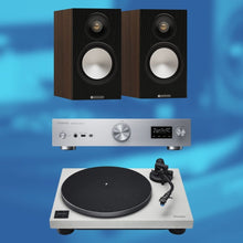 Load image into Gallery viewer, Technics SL - 40CBT Turntable, SU - GX70 Amplifier &amp; Monitor Bronze Bookshelf Speakers Bundle - Bondi Records
