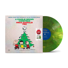 Load image into Gallery viewer, Vince Guaraldi Trio - A Charlie Brown Christmas - Green Mettalic w/ Red &amp; Gold Swirl Vinyl LP Record - Bondi Records
