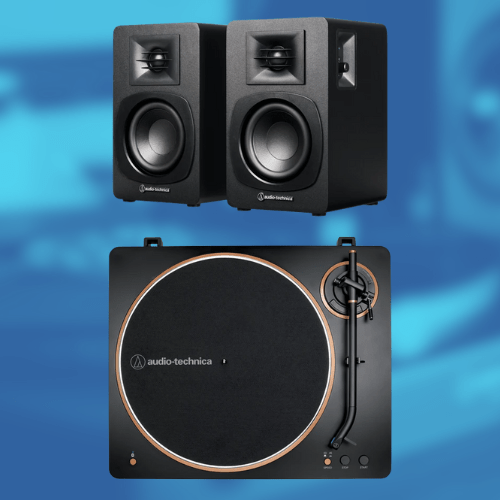 Vinyl Starter Kit – Audio Technica LP70XBT Bronze Turntable & AT - SP3X Studio Speakers Bundle - Bondi Records