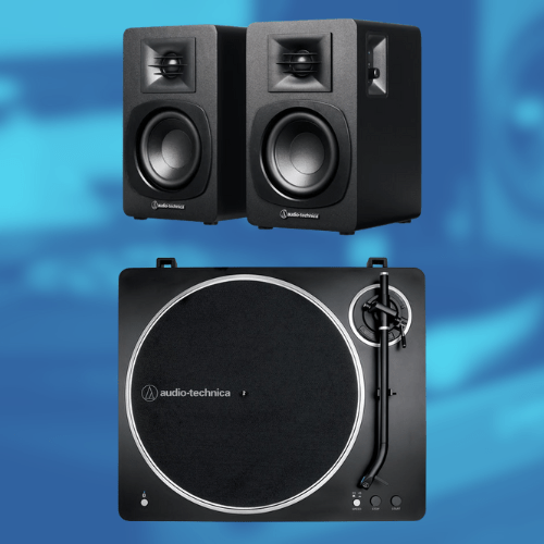 Vinyl Starter Kit – Audio Technica LP70XBT Silver Turntable & AT - SP3X Studio Speakers Bundle - Bondi Records